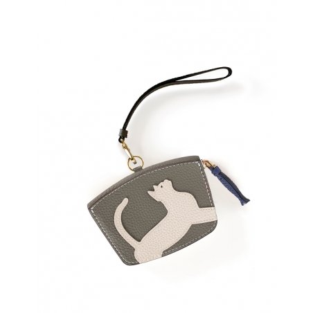 'En L'Air Monnaie Chat'  Nappa Leather Wallet Black