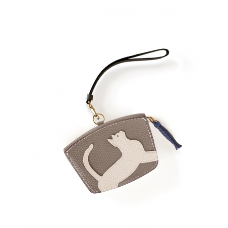 'En L'Air Monnaie Chat'  Nappa Leather Wallet Warm Grey