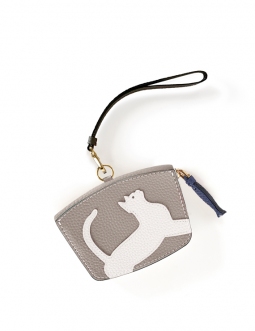 'En L'Air Monnaie Chat' Porte Monnaie Cuir Nappa Perle