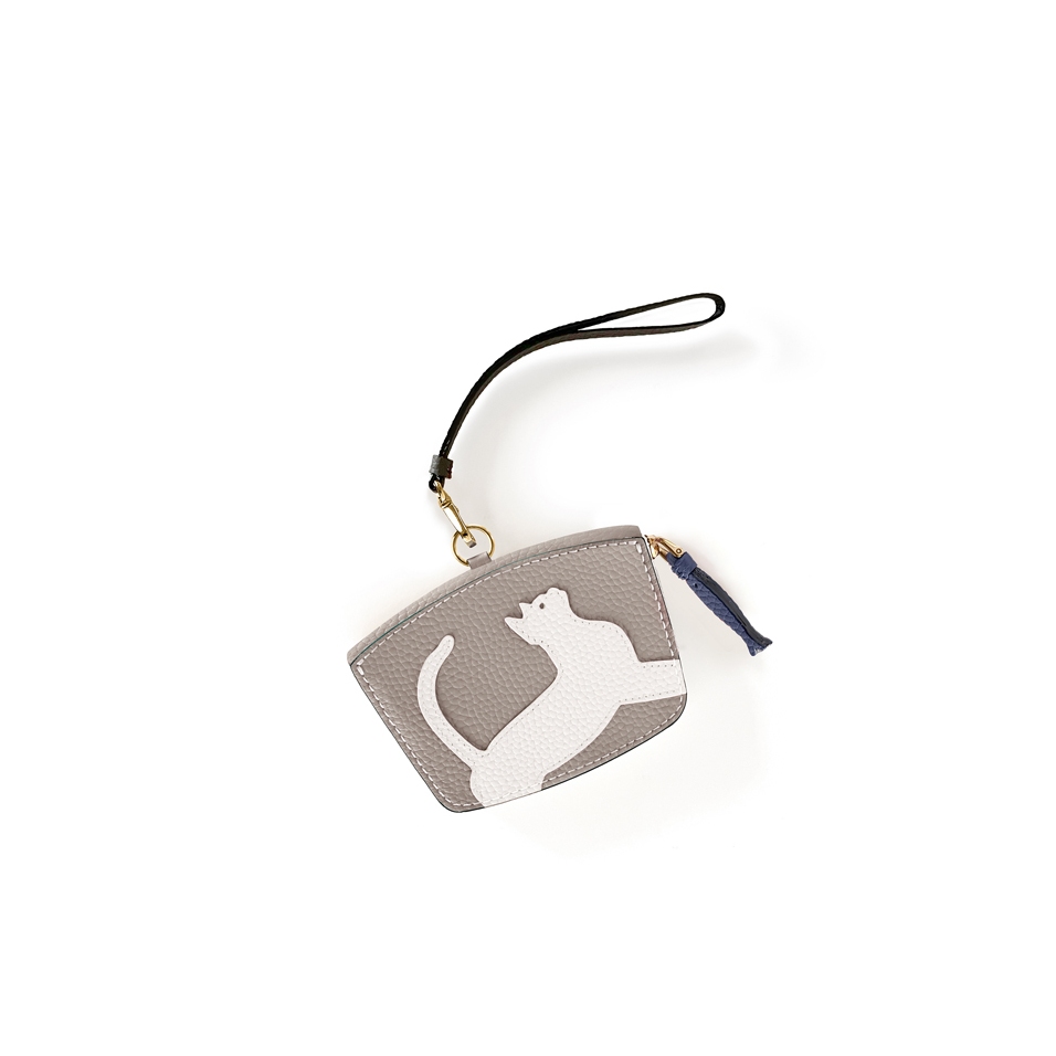 'En L'Air Monnaie Chat'  Nappa Leather Wallet Pearl Grey