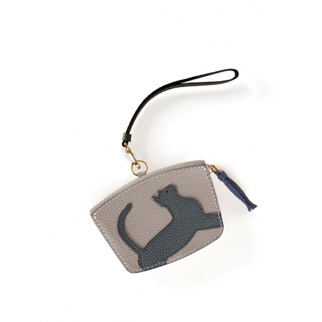 'En L'Air Monnaie Chat'  Nappa Leather Wallet Pearl Grey