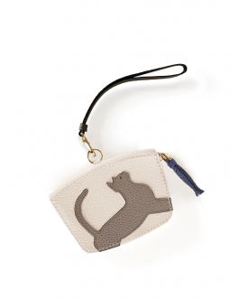'En L'Air Monnaie Chat'  Nappa Leather Wallet Cream