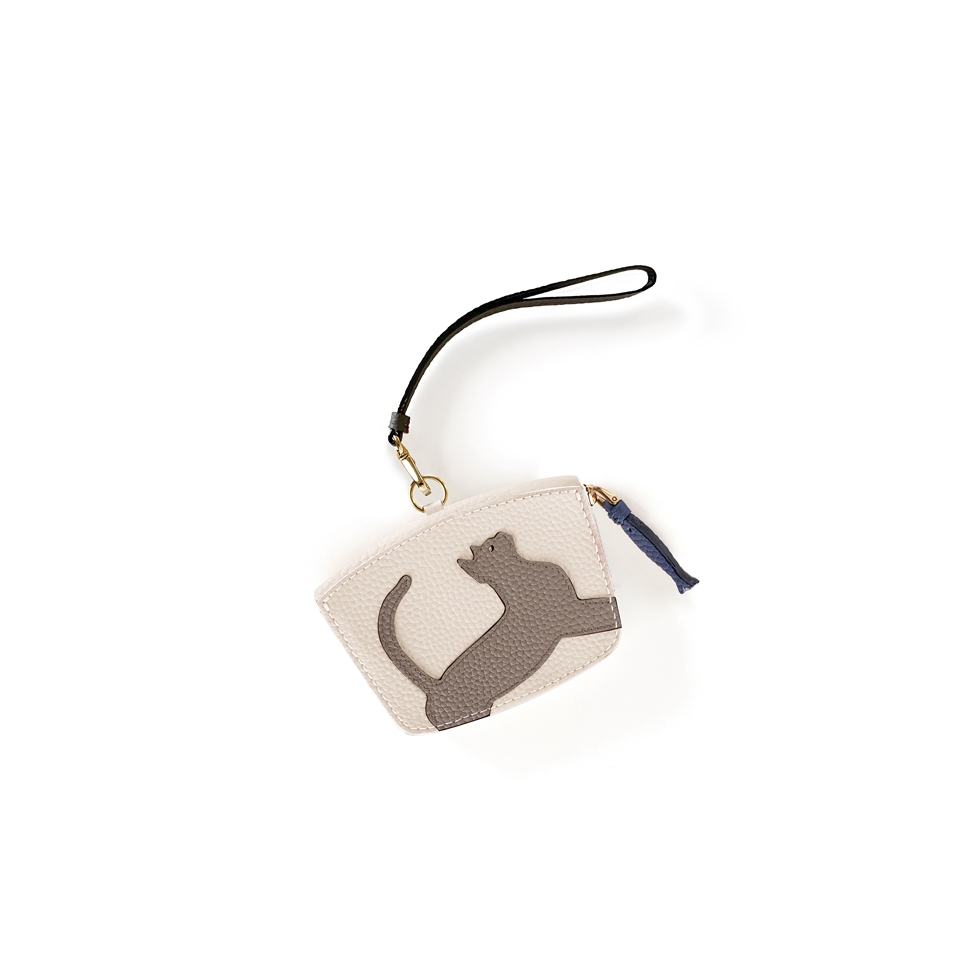 'En L'Air Monnaie Chat'  Nappa Leather Wallet Cream