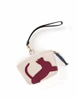 'En L'Air Monnaie Chat'  Nappa Leather Wallet Cream