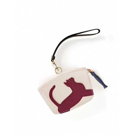 'En L'Air Monnaie Chat'  Nappa Leather Wallet Cream