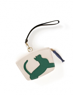 'En L'Air Monnaie Chat'  Nappa Leather Wallet Cream