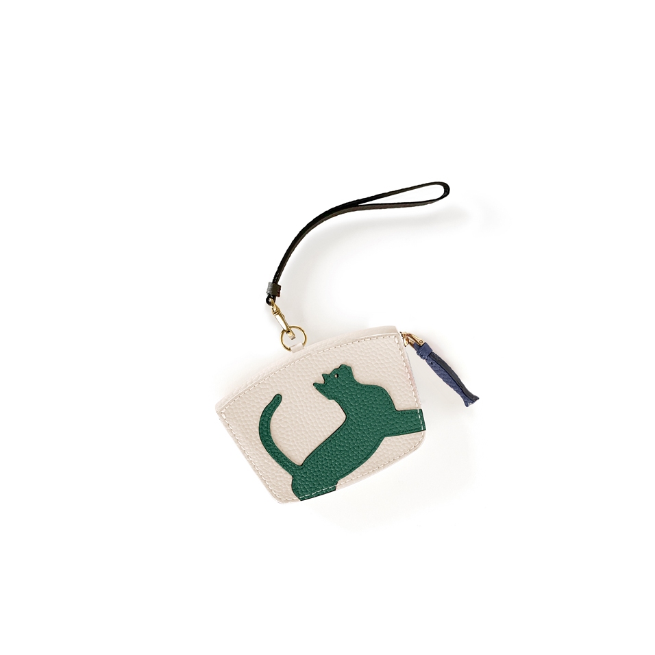 'En L'Air Monnaie Chat'  Nappa Leather Wallet Cream