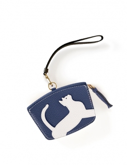 'En L'Air Monnaie Chat'  Nappa Leather Wallet Navy Blue