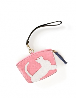 'En L'Air Monnaie Chat'  Nappa Leather Wallet Light Pink