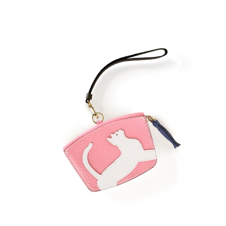 'En L'Air Monnaie Chat'  Nappa Leather Wallet Light Pink