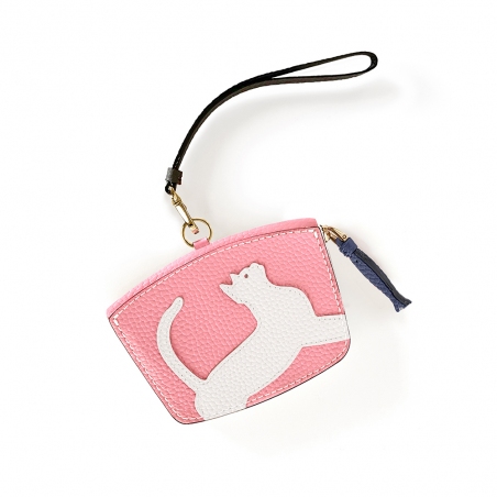 'En L'Air Monnaie Chat'  Nappa Leather Wallet Light Pink