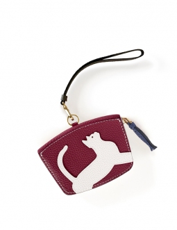 'En L'Air Monnaie Chat'  Nappa Leather Wallet Dark Red