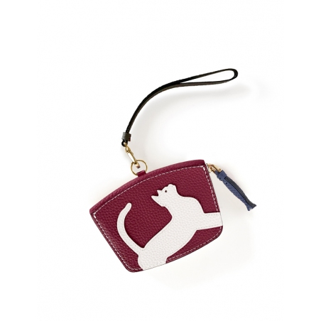'En L'Air Monnaie Chat'  Nappa Leather Wallet Dark Red