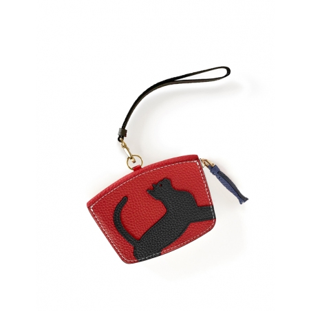 'En L'Air Monnaie Chat'  Nappa Leather Wallet Red