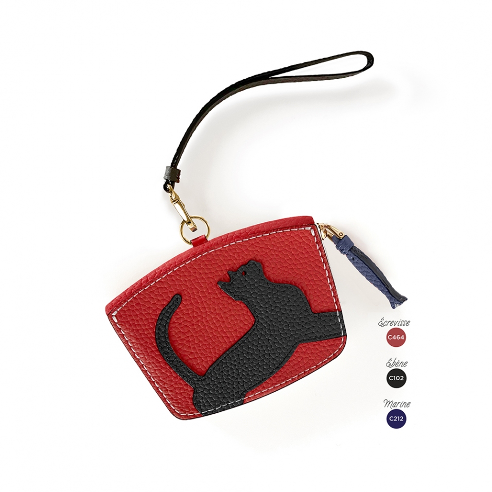 'En L'Air Monnaie Chat'  Nappa Leather Wallet Red
