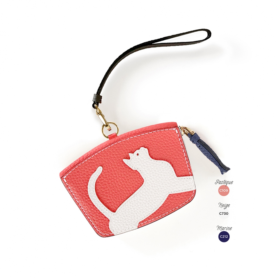 'En L'Air Monnaie Chat' Porte Monnaie Cuir Nappa Pastèque