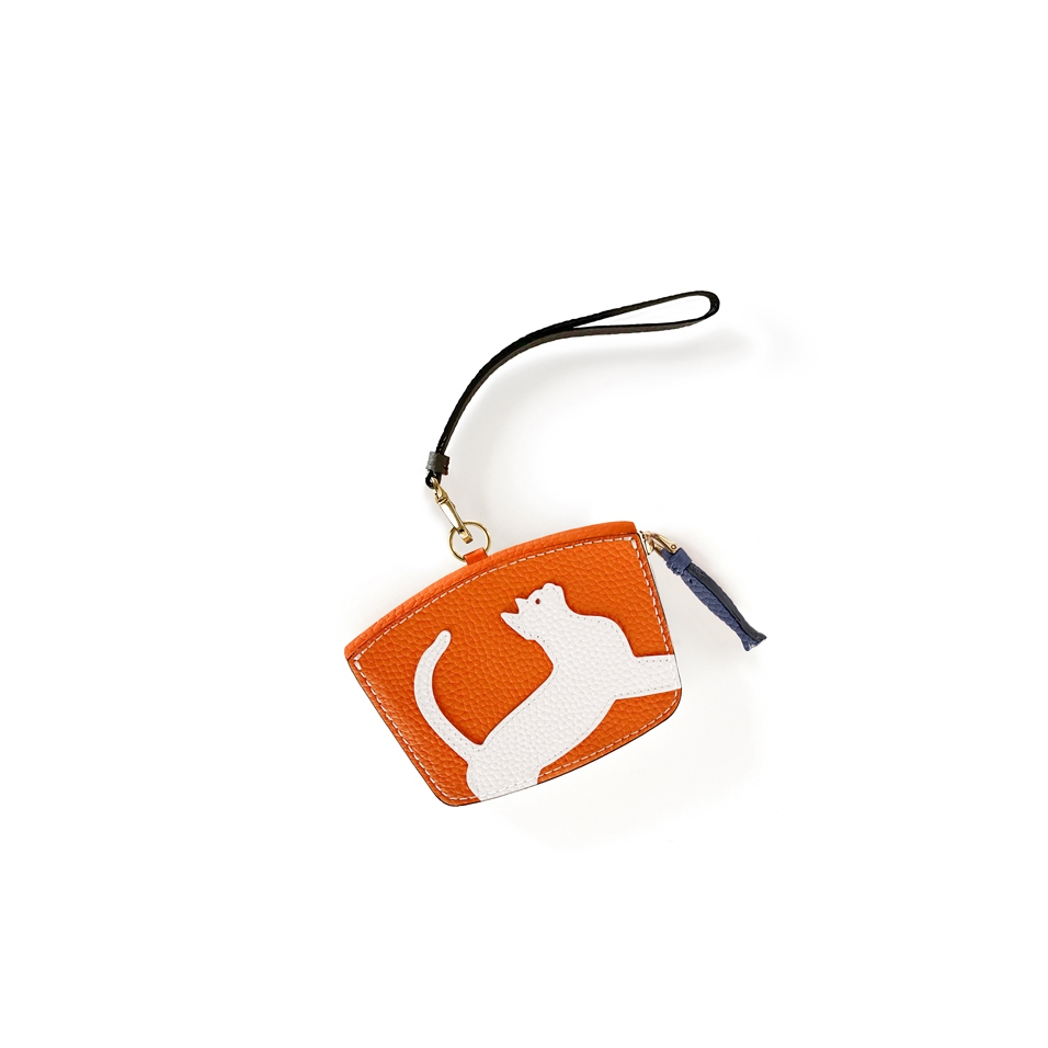 'En L'Air Monnaie Chat'  Nappa Leather Wallet Orange