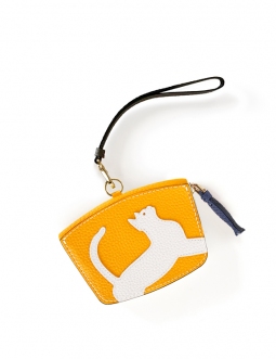 'En L'Air Monnaie Chat' Porte Monnaie Cuir Nappa Miel