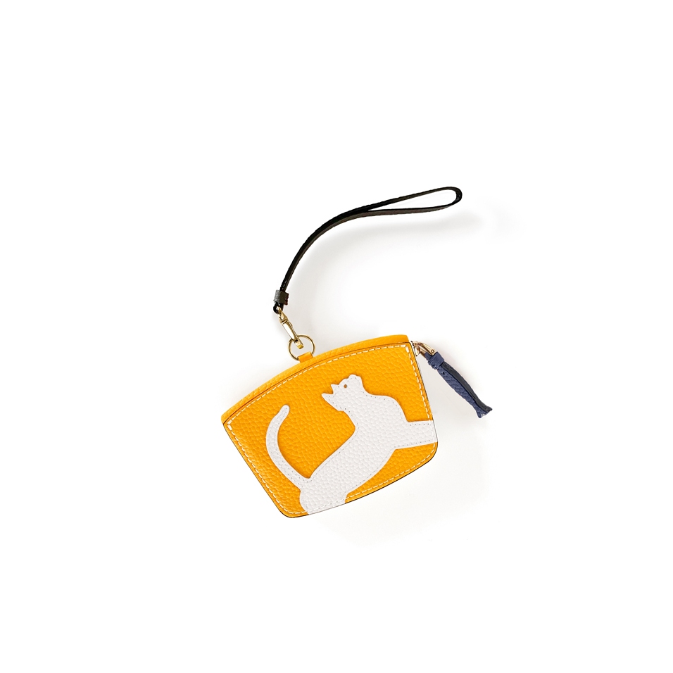 'En L'Air Monnaie Chat'  Nappa Leather Wallet Yellow