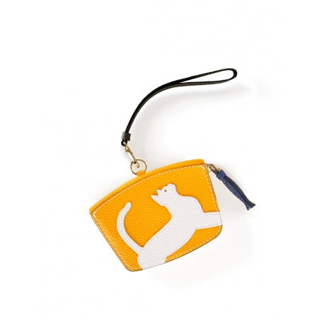 'En L'Air Monnaie Chat'  Nappa Leather Wallet Yellow
