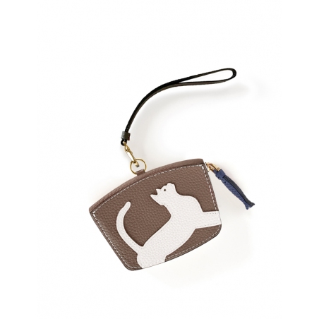 'En L'Air Monnaie Chat'  Nappa Leather Wallet Volcan