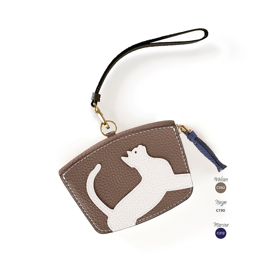 'En L'Air Monnaie Chat' Porte Monnaie Cuir Nappa Volcan