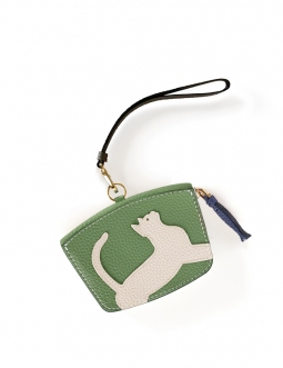 'En L'Air Monnaie Chat' Porte Monnaie Cuir Nappa Asperge