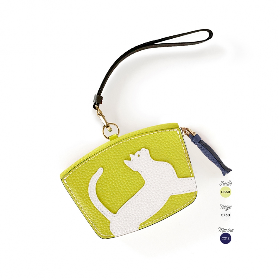 'En L'Air Monnaie Chat'  Nappa Leather Wallet Paille