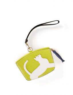 'En L'Air Monnaie Chat' Porte Monnaie Cuir Nappa Paille