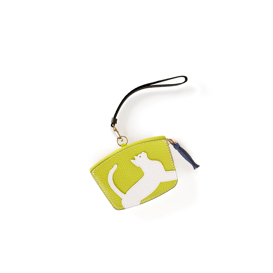 'En L'Air Monnaie Chat'  Nappa Leather Wallet Paille