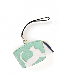 'En L'Air Monnaie Chat' Porte Monnaie Cuir Nappa Opaline