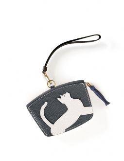 'En L'Air Monnaie Chat'  Nappa Leather Wallet Ardoise