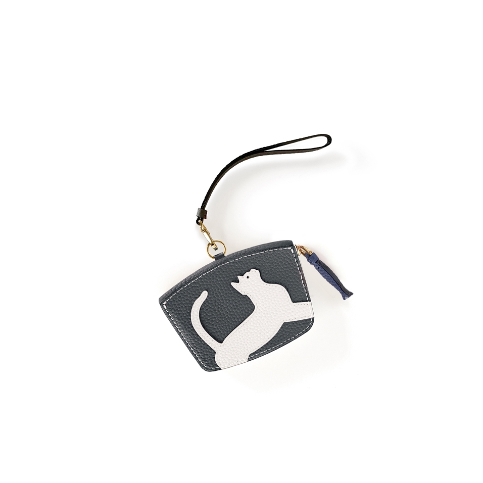 'En L'Air Monnaie Chat'  Nappa Leather Wallet Ardoise