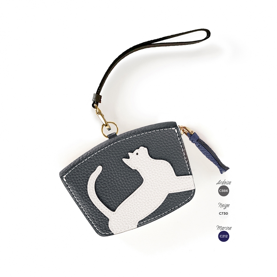 'En L'Air Monnaie Chat'  Nappa Leather Wallet Ardoise