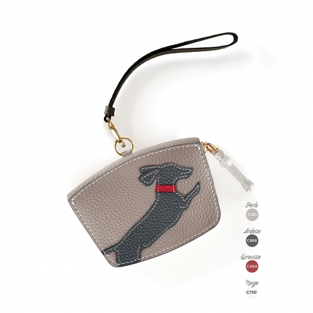 'En L'Air Monnaie Téckel'  Nappa Leather Wallet Pearl Grey