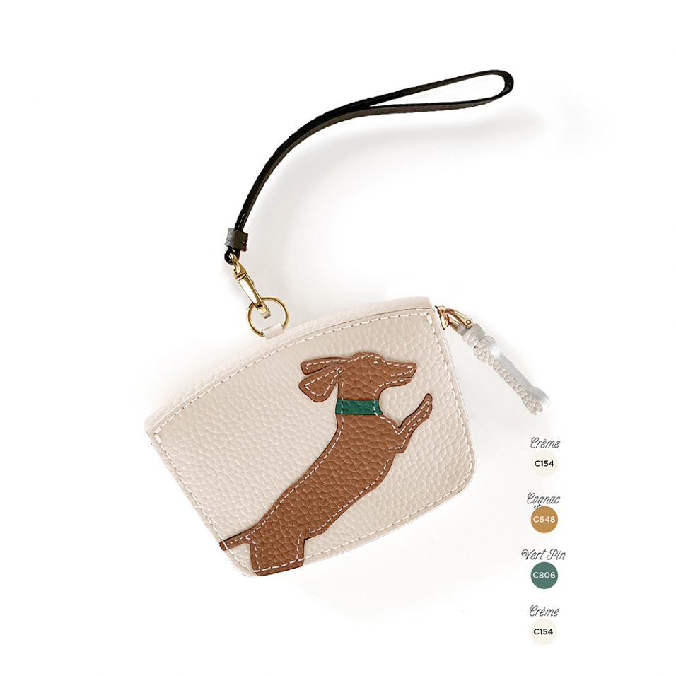 'En L'Air Monnaie Téckel'  Nappa Leather Wallet Cream