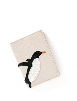 'En L'Air Voyage Pingouin' Étui de Passeport Cuir Nappa Crème