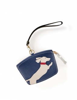 'En L'Air Monnaie Téckel'  Nappa Leather Wallet Navy Blue
