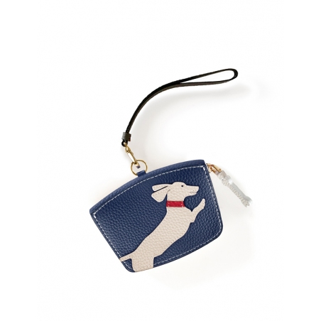 'En L'Air Monnaie Téckel'  Nappa Leather Wallet Navy Blue