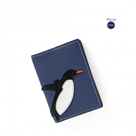 'En L'Air Voyage Pingouin' Nappa Leather passport Holder Navy Blue