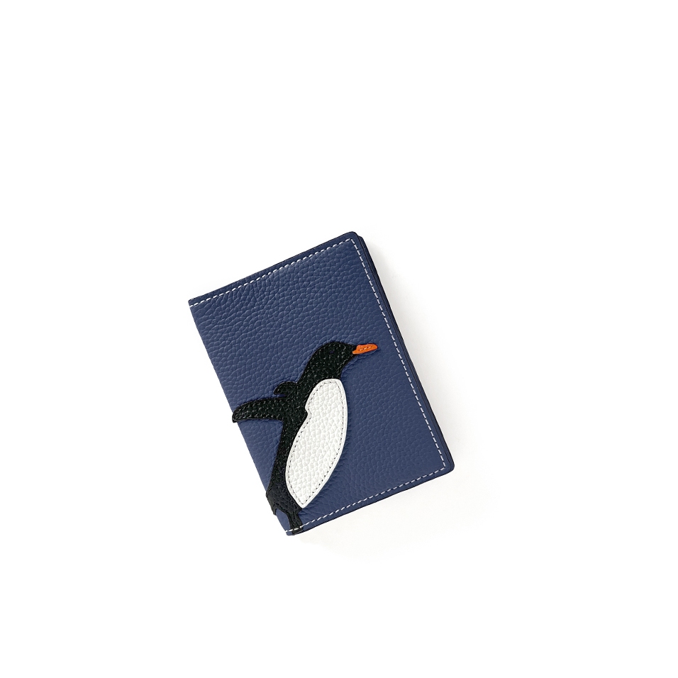 'En L'Air Voyage Pingouin' Nappa Leather passport Holder Navy Blue