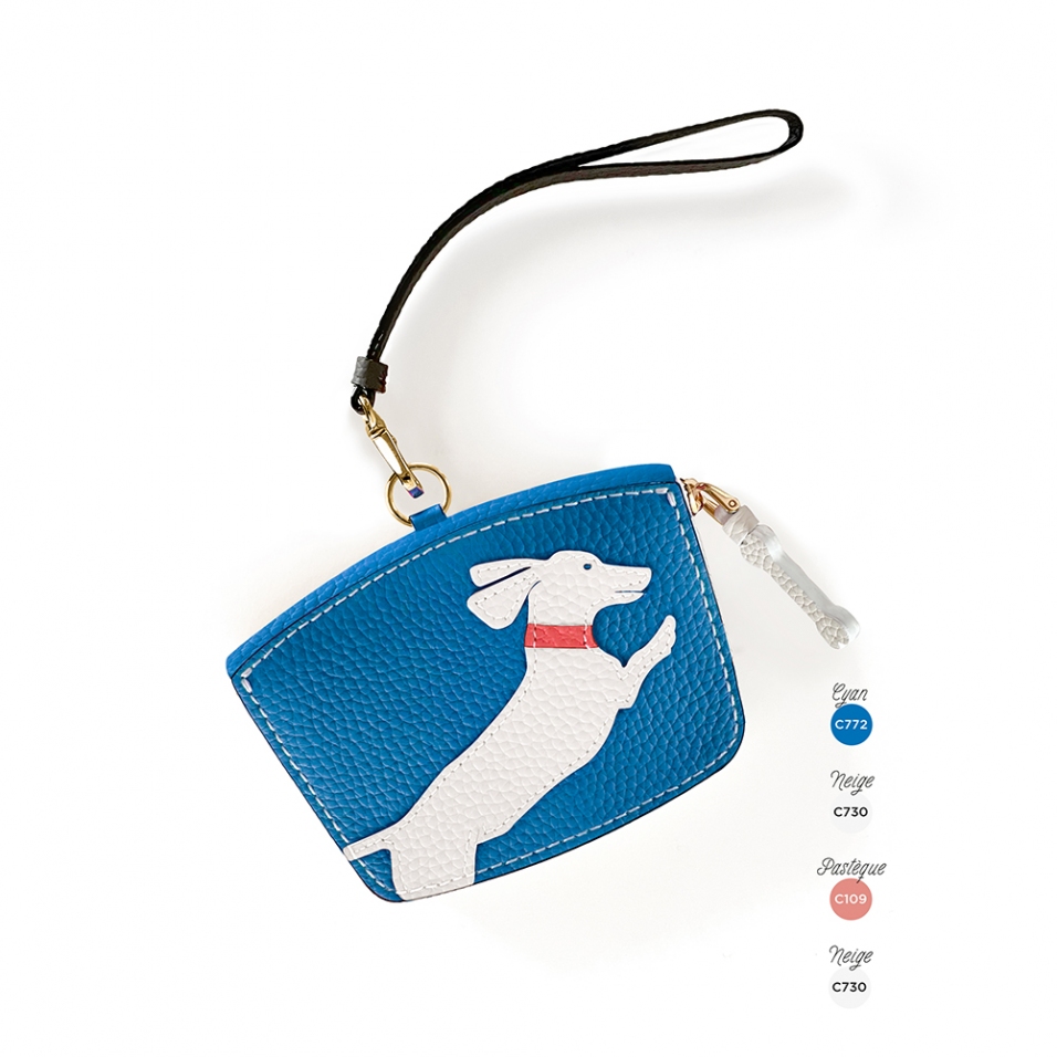 'En L'Air Monnaie Téckel'  Nappa Leather Wallet Cyan