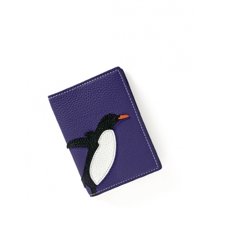 'En L'Air Voyage Pingouin' Nappa Leather passport Holder Deep Blue