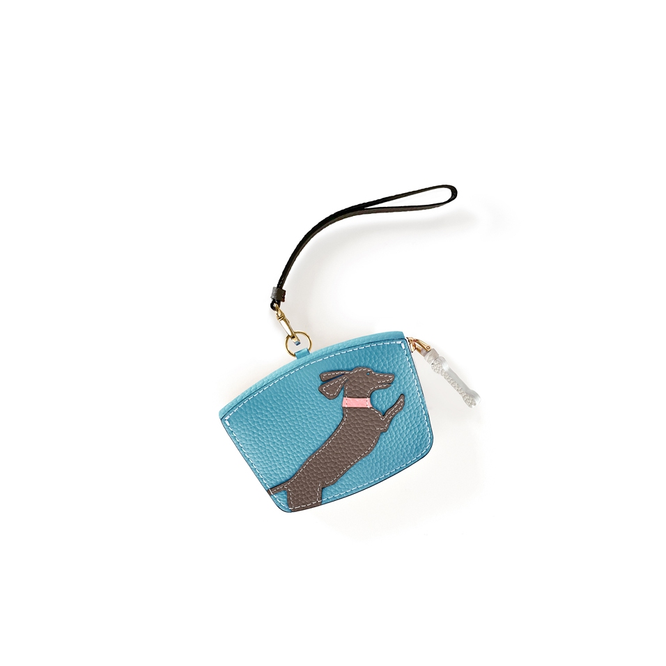 'En L'Air Monnaie Téckel'  Nappa Leather Wallet Sky Blue