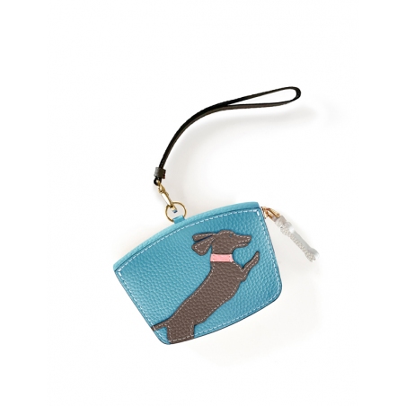 'En L'Air Monnaie Téckel'  Nappa Leather Wallet Sky Blue