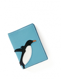 'En L'Air Voyage Pingouin' Nappa Leather passport Holder Sky Blue