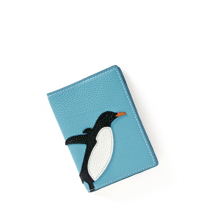 'En L'Air Voyage Pingouin' Nappa Leather passport Holder Sky Blue