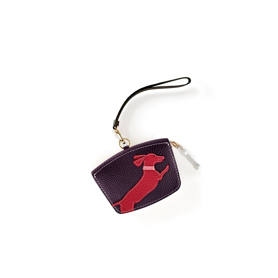 'En L'Air Monnaie Téckel'  Nappa Leather Wallet Dark Purple