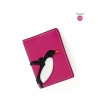 'En L'Air Voyage Pingouin' Étui de Passeport Cuir Nappa Fuchsia