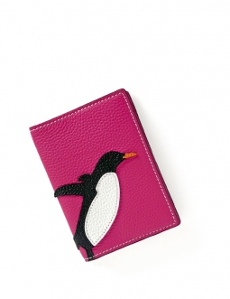 'En L'Air Voyage Pingouin' Nappa Leather passport Holder Pink
